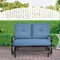 Costway Glider Outdoor Patio Rocking Bench Loveseat Cushioned Seat Steel Frame Blue